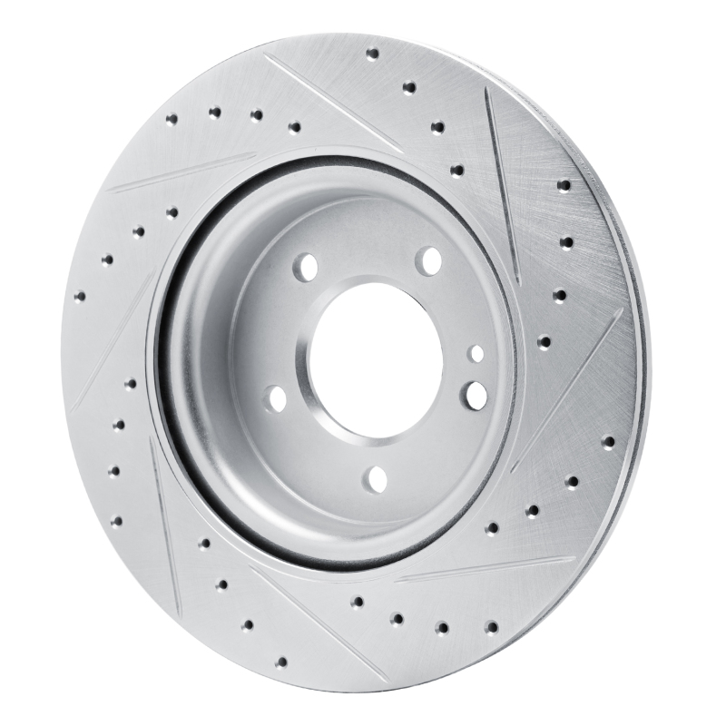 Mercedes-Benz G580 Brake Rotor (1) - Rear Left - R1 Concepts - Drilled & Slotted - Silver - `19-`25